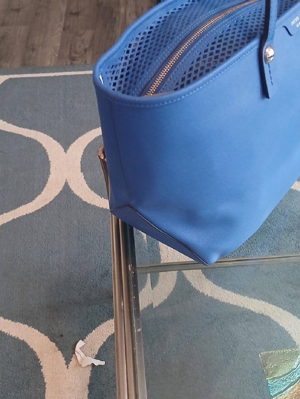 henri bendel Bright Blue Leather Tote with Signature Charm - Picture 5 of 9